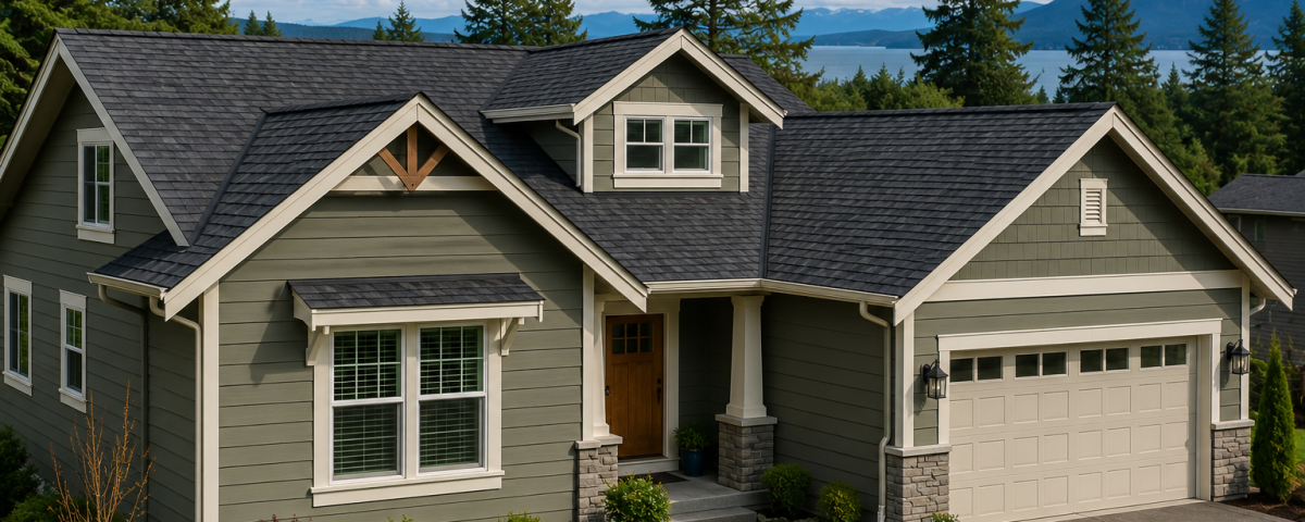 Beautiful home with modern siding colors in Port Angeles, Washington illustrating how exterior color choices improve curb appeal.