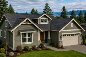 Beautiful home with modern siding colors in Port Angeles, Washington illustrating how exterior color choices improve curb appeal.