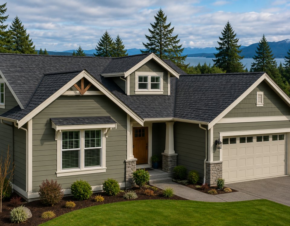 Beautiful home with modern siding colors in Port Angeles, Washington illustrating how exterior color choices improve curb appeal.